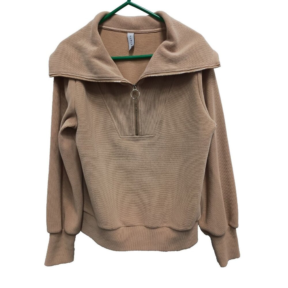 Varley Tan Zip-Up Sweatshirt